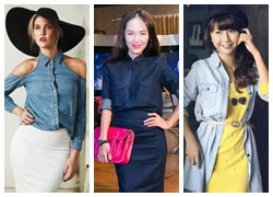 Cách mix "nữ tính hóa" cho chiếc sơ mi denim