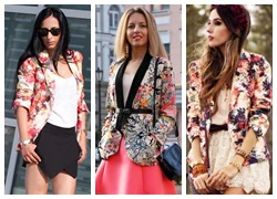 Diện blazer hoa nổi bật phố đông