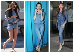 Diện denim on denim 'chất' như sao