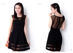 Đầm nữ black phối lưới