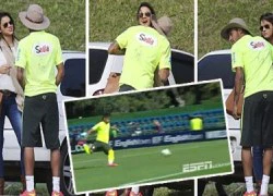 Neymar ghi bàn "thô bạo" và âu yếm bồ giữa trời nắng