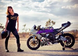 Nữ biker Mỹ chuẩn bị trình diễn mô tô mạo hiểm tại Hà Nội