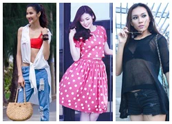 Street style Sao Việt tuần qua: Hoàng Thùy sexy với crop top đỏ