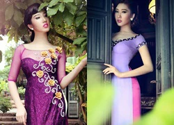 Thúy Ngân kiêu sa với áo dài cổ thuyền