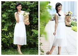 Đầm maxi phối ren White