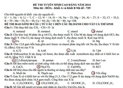 Đề thi và gợi ý đáp án môn Hoá cao đẳng khối A, B