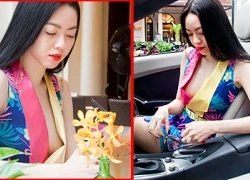 Vũ Hoàng Điệp "hờ hững" vòng một, lái xế hộp mui trần tiền tỷ đi uống cà phê