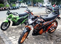 Cặp đôi Suzuki Raider lên đồ chơi siêu độc ở Sài Gòn