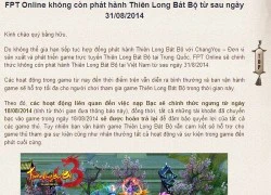 FPT thông báo ngưng phát hành Thiên Long Bát Bộ