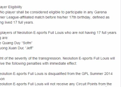 Neolution Full Louis chính thức bị loại khỏi giải đấu GPL hè 2014