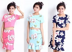 Set áo croptop và chân váy Hàn Quốc