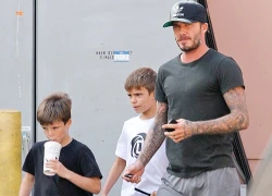 Becks đưa các con đi ăn sau giờ tập thể dục