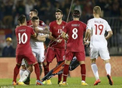 Cầu thủ Serbia-Albania đánh nhau kinh hoàng ở vòng loại Euro 2016