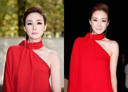 Choi Ji Woo khoe vai trần trong trang phục đỏ nổi bật