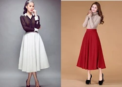 Dịu dàng với chân váy midi vintage đón ngày giao mùa