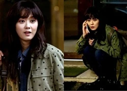 Jang Nara ngồi xổm nghe điện thoại giữa phố