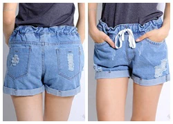 Quần Short jean nữ wash cào