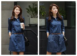 Đầm công sở denim cá tính