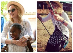 Madonna giản dị đưa hai con nuôi về thăm quê hương