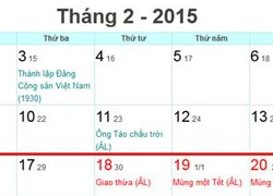 Tết Ất Mùi 2015 dự kiến được nghỉ 9 ngày