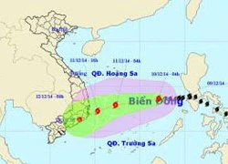 Bão Hagupit cách bờ biển Khánh Hòa Ninh Thuận khoảng 340km