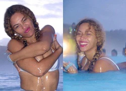 Beyonce thích thú tắm bể nước nóng giữa vùng băng tuyết