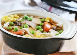 [Chế biến] - Canh đậu phụ, nấm và đậu Hà Lan