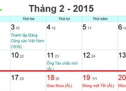 Chốt phương án nghỉ Tết 2015