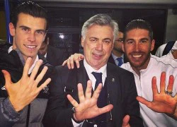 HLV Ancelotti "nhí nhảnh" ăn mừng cùng Bale và Ramos