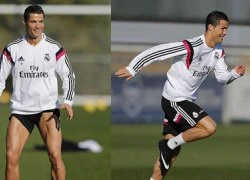 Ronaldo khoe cơ bắp cuồn cuộn trên sân tập