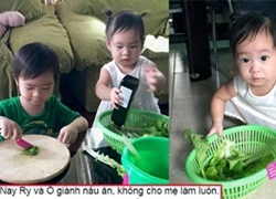 Vợ Lý Hải 'bất lực' vì bị hai con 'giành' việc nấu nướng