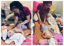 Con gái Lý Hải tập tành nằm massage cực yêu