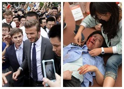 Fan Trung chen lấn, xô đẩy đến đổ máu vì David Beckham