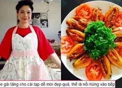 Khoe tạp dề em gái tặng, Thanh Thảo trổ tài vào bếp