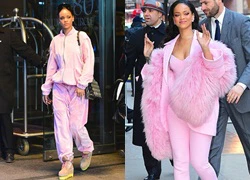 Rihanna hồng chóe xuống phố