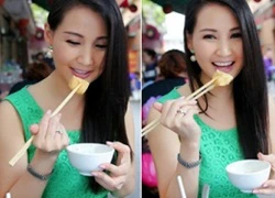 Hoa hậu Sonya Sương Đặng giản dị ăn quán vỉa hè