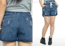 Quần short jean nữ lưng thun