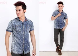 Áo sơ mi nam denim bụi bặm