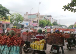 Bắc Giang: Hàng nghìn người dân đứng dưới mưa chờ cân vải