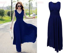 Đầm maxi xếp ly eo điệu đà