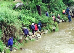 Hai bé gái bị lũ cuốn mất tích khi qua suối đi cấy