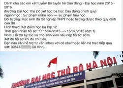 Cảnh báo lừa xét tuyển học bạ vào Đại học Thủ Đô