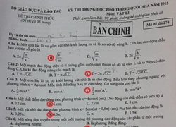 Đáp án đề thi môn Vật lý kỳ thi THPT quốc gia 2015 (tham khảo)