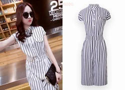 Jumpsuit dài phối sọc thời thượng