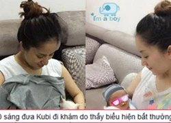 Khánh Thi đưa con trai đi khám lúc nửa đêm