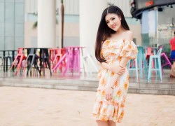 Lilly Luta diện đầm họa tiết nhẹ nhàng xuống phố