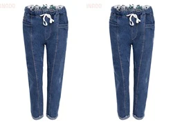 Quần jean baggy phối viền Style xước