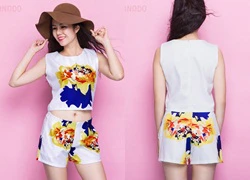 Set áo croptop và quần short in 3D