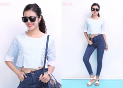 Áo croptop phối tay bèo Zanado