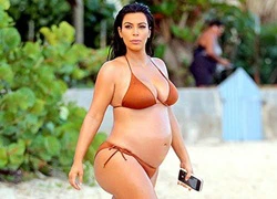 Bà bầu Kim Kardashian nóng bỏng với bikini